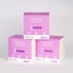 A box of organic panty liners by the brand Lizzom