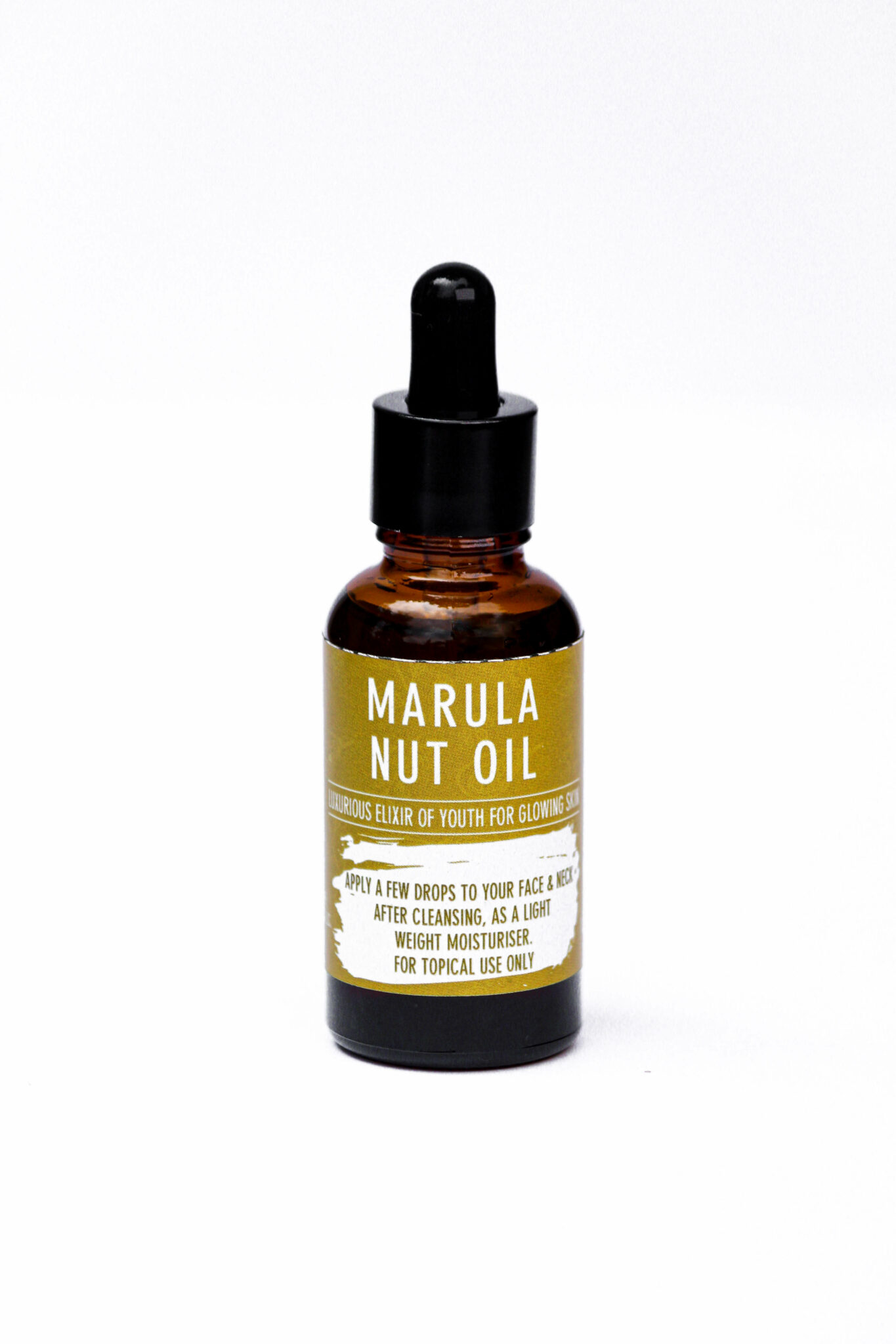 A bottle of cold pressed marula oil